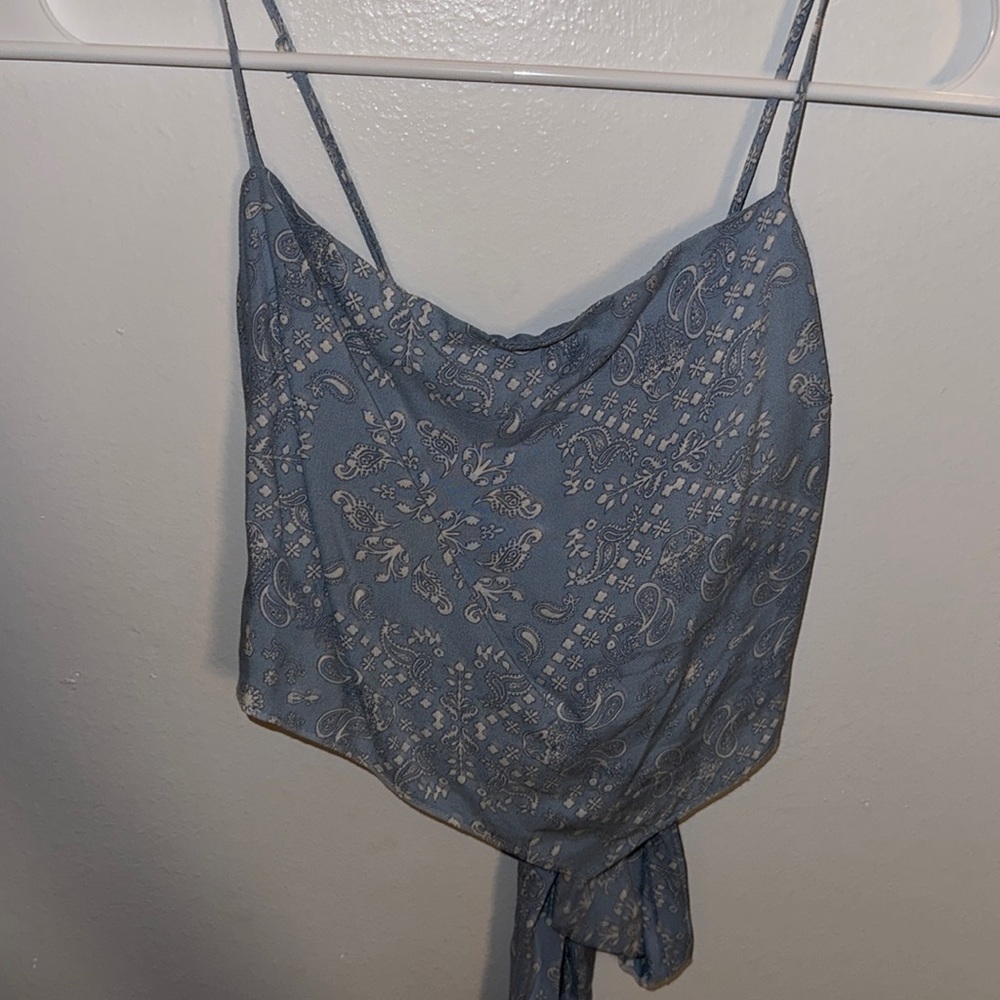 Cute blue bandanna cropped top